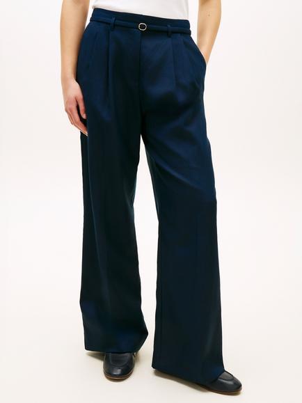 Tommy Hilfiger Belted Wide Leg Trousers, Dark Blue, Dark Blue