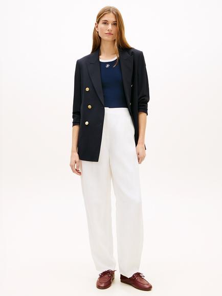 Tommy Hilfiger Barrel Leg Tailored Trousers, White - view 2, White