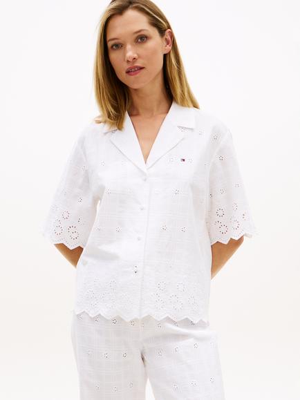 Tommy Hilfiger Broderie Anglaise Pyjama Top, White, White