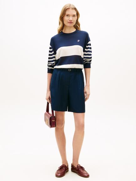 Tommy Hilfiger Stripe Embroidered Logo Jumper, Dark Night / Calico - view 2, Multi
