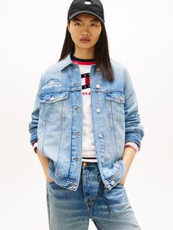 Tommy Hilfiger Oversized Trucker Denim Jacket, Light Blue, Light Blue