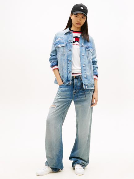 Tommy Hilfiger Oversized Trucker Denim Jacket, Light Blue - view 2, Light Blue