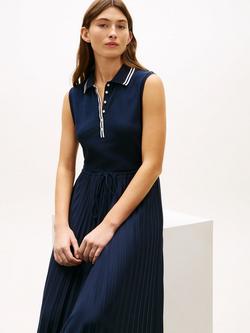 Tommy Hilfiger Pique Polo Midi Dress, Navy Blue - view 2, Navy Blue