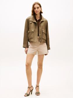 Tommy Hilfiger Pure Linen Bomber Utility Jacket, Khaki - view 2, Khaki