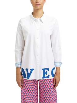 Smith & Soul Avec Amour Long Sleeve Shirt, White/Royal, White/Royal