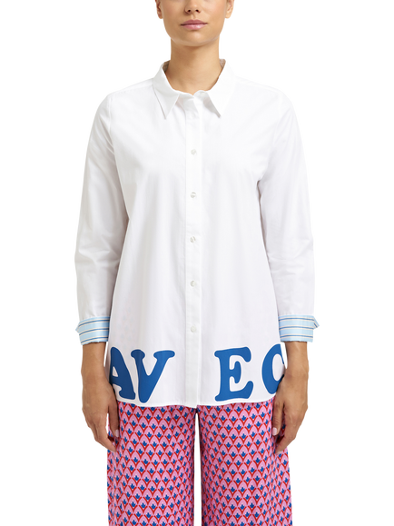 Smith & Soul Avec Amour Long Sleeve Shirt, White/Royal, White/Royal