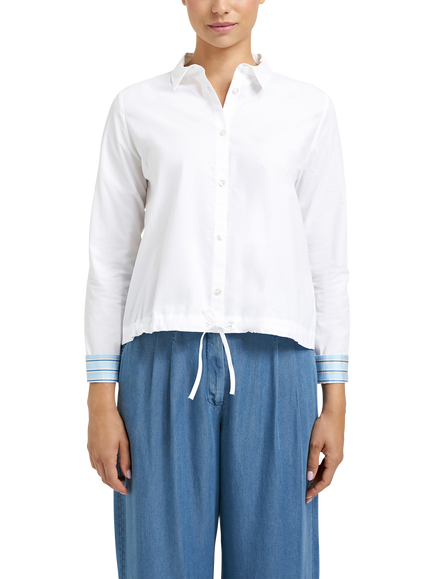 Smith & Soul Drawstring Hem Long Sleeve Shirt, White, White
