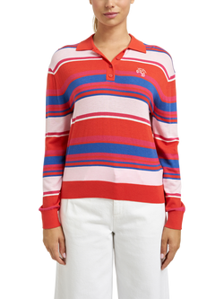 Smith & Soul Croissant Stripe Polo Jumper, Multi, Multi