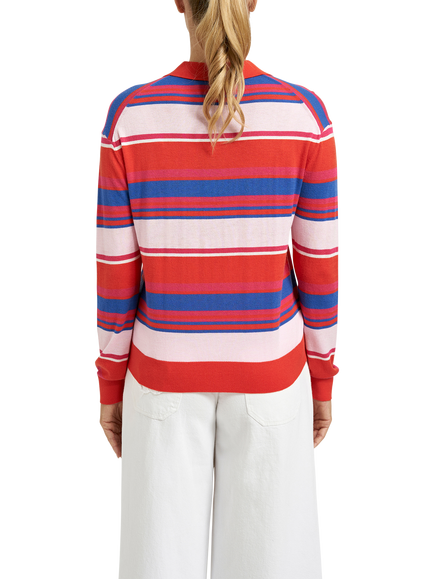 Smith & Soul Croissant Stripe Polo Jumper, Multi - view 2, Multi