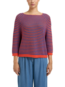 Smith & Soul Stripe Raglan Sleeve Jumper, Blue/Orange, Blue/Orange