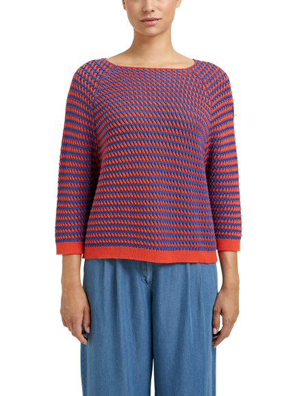 Smith & Soul Stripe Raglan Sleeve Jumper, Blue/Orange, Blue/Orange