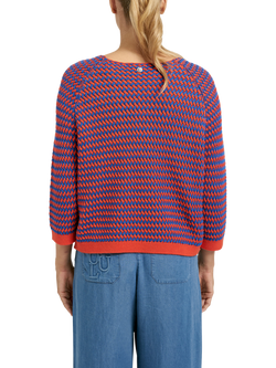 Smith & Soul Stripe Raglan Sleeve Jumper, Blue/Orange - view 2, Blue/Orange