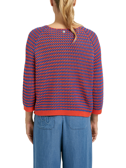 Smith & Soul Stripe Raglan Sleeve Jumper, Blue/Orange - view 2, Blue/Orange