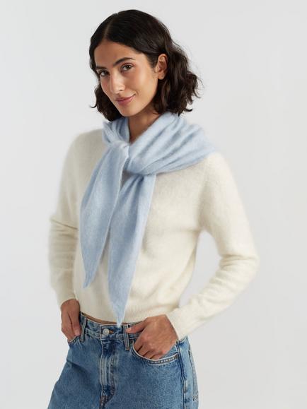 Chinti & Parker Pure Brushed Cashmere Bandana - view 2, Baby Blue