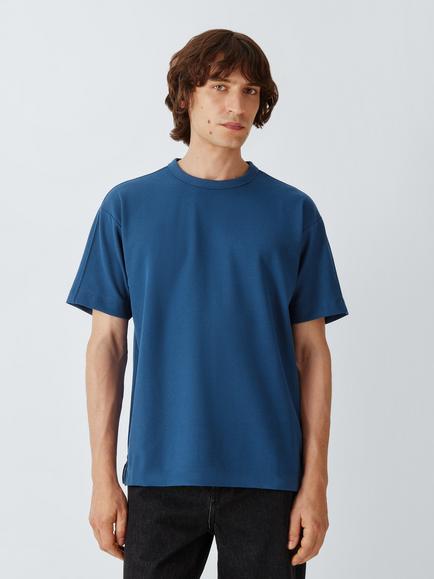 John Lewis Waffle Crew Neck T-Shirt, Marine