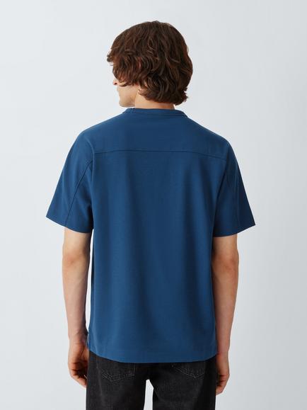 John Lewis Waffle Crew Neck T-Shirt - view 2, Marine