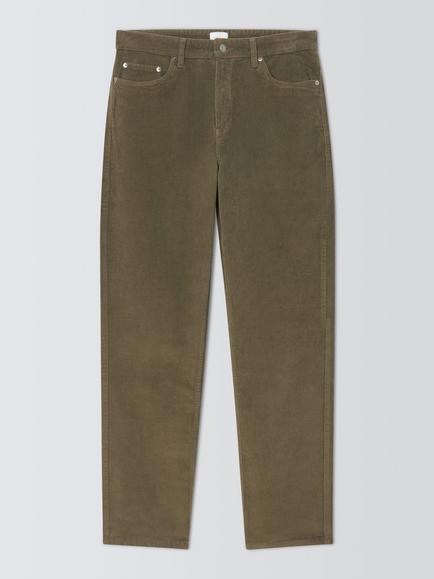 John Lewis Cotton Rich Corduroy Trousers, Olive Green