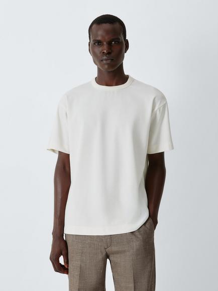 John Lewis Waffle Crew Neck T-Shirt, Ecru