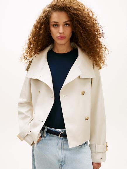 Tommy Hilfiger Water Repellent Short Trench Jacket, Cream, Cream