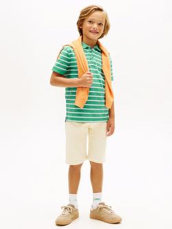 Tommy Hilfiger Kids' Cotton Flag Logo Stripe Short Sleeve Polo Shirt - view 2, Green