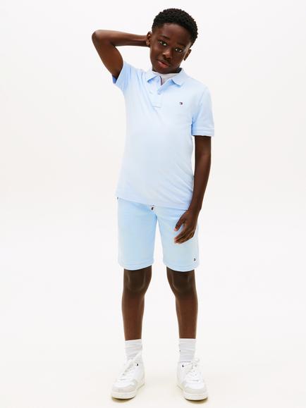 Tommy Hilfiger Kids' Cotton Flag Logo Short Sleeve Polo Shirt, Light Blue - view 2, Light Blue