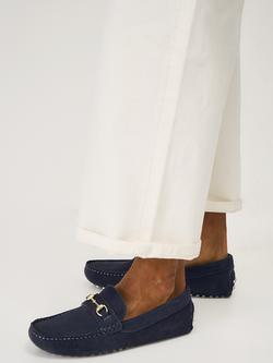 Crew Clothing Snaffle Drivers Suede Loafers, Navy Blue - view 2, Navy Blue