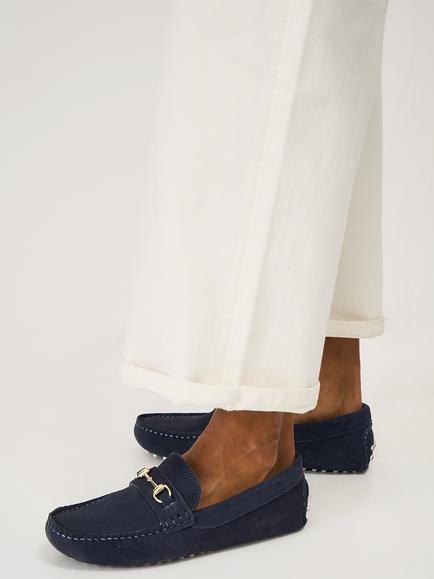 Crew Clothing Snaffle Drivers Suede Loafers, Navy Blue - view 2, Navy Blue