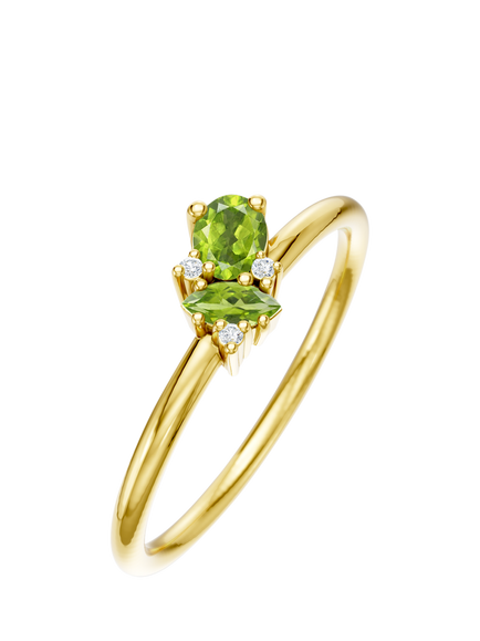 DPT Antwerp Oval Peridot Diamond Ring, Yellow Gold Plated, Yellow Gold Plated