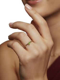 DPT Antwerp Oval Peridot Diamond Ring, Yellow Gold Plated - view 2, Yellow Gold Plated