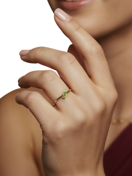 DPT Antwerp Oval Peridot Diamond Ring, Yellow Gold Plated - view 2, Yellow Gold Plated