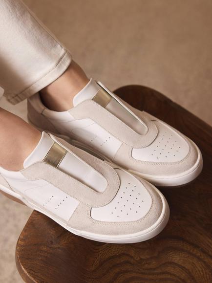 Mint Velvet Rylie Suede Slip On Trainers, White - view 2, White