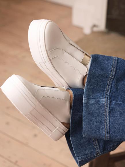 Mint Velvet Ellie Leather Platform Slip On Trainers - view 2, White
