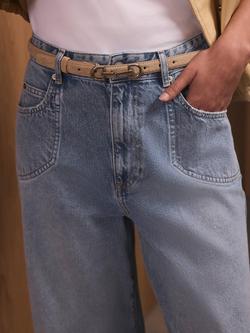 Mint Velvet Snaffle Detail Pure Suede Belt, Yellow - view 2, Yellow