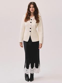 Mint Velvet Twill Sculpted Jacket, Natural Cream, Natural Cream