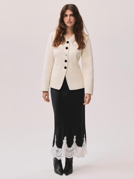 Mint Velvet Twill Sculpted Jacket, Natural Cream, Natural Cream