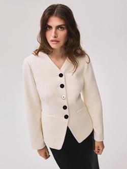 Mint Velvet Twill Sculpted Jacket, Natural Cream - view 2, Natural Cream