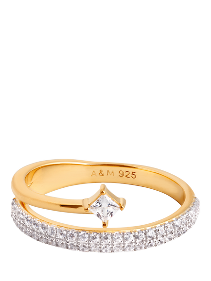 Astrid & Miyu Pavé Crystal Illusion Ring, Gold, Gold