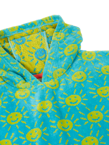 Frugi Kids' Havana Cotton Sun Hooded Towel, Blue/Mullti - view 2, Blue/Multi