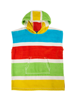 Frugi Kids' Havana Cotton Stripe Hooded Towel, Multi, Multi