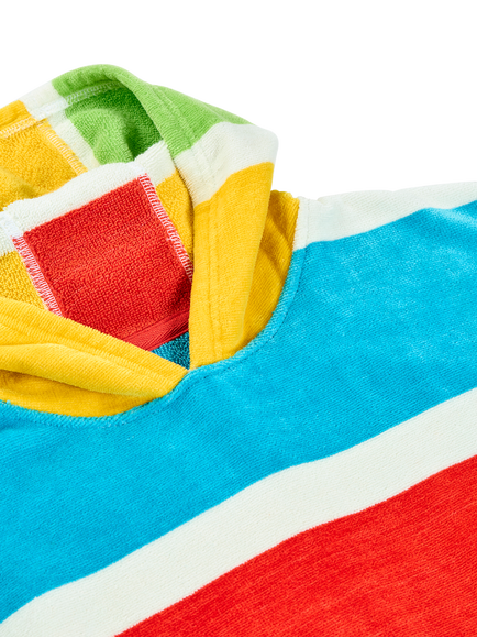 Frugi Kids' Havana Cotton Stripe Hooded Towel, Multi - view 2, Multi