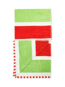 Frugi Kids' Lagoon Cotton Stripe Towel, Multi, Multi