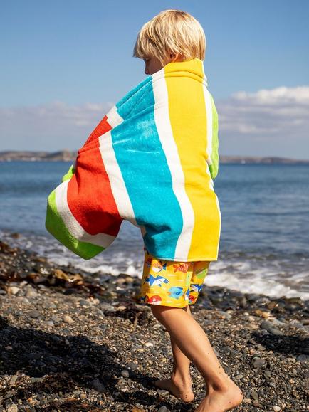 Frugi Kids' Lagoon Cotton Stripe Towel, Multi - view 2, Multi