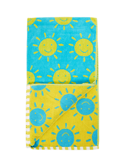 Frugi Kids' Lagoon Cotton Sun Towel, Blue/Multi, Blue/Multi