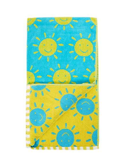 Frugi Kids' Lagoon Cotton Sun Towel, Blue/Multi, One, Blue/Multi