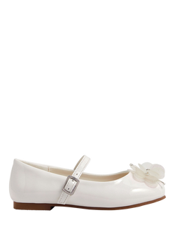 Angels by Accessorize Kids' Diamante Flower Ballet Flats, Ivory, Ivory
