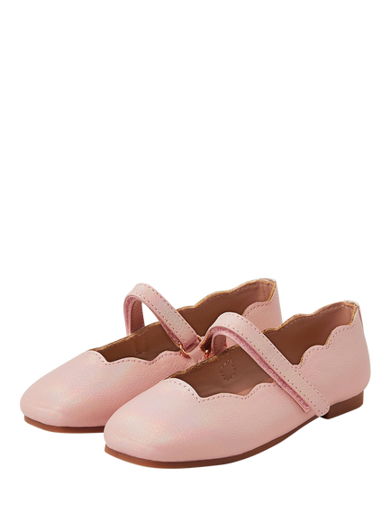 Angels by Accessorize Kids' Scalloped Ballet Flats, Pink - view 2, Pink
