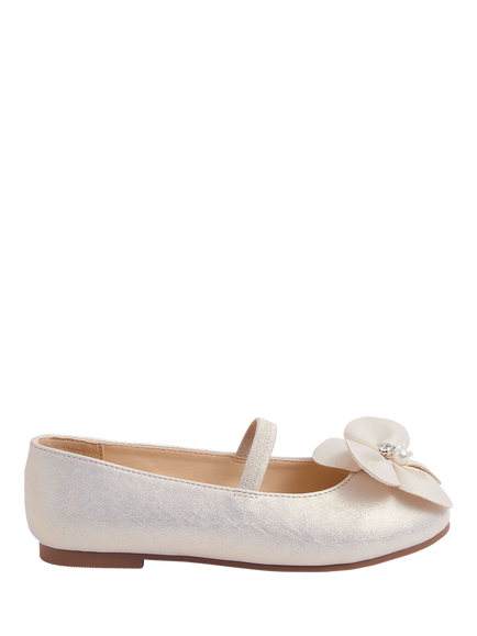 Angels by Accessorize Kids' Pearl Flower Ballet Flats, Gold, Gold