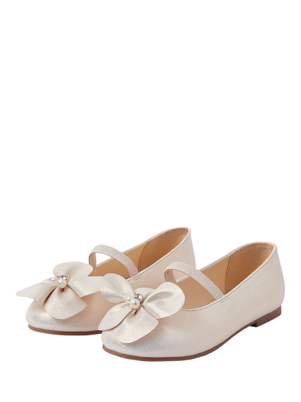Angels by Accessorize Kids' Pearl Flower Ballet Flats, Gold - view 2, Gold