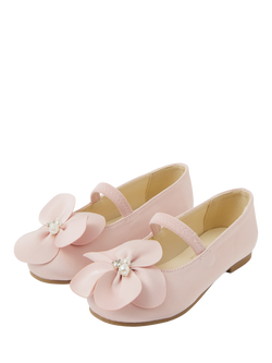 Angels by Accessorize Kids' Appliqué Flower Ballerina Pumps, Pink - view 2, Pink