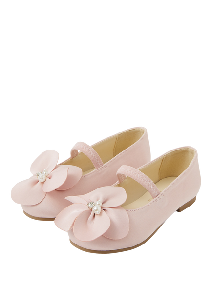 Angels by Accessorize Kids' Appliqué Flower Ballerina Pumps, Pink - view 2, Pink